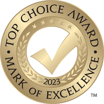 logo for Top Choice Award, awarded to Canadian Immigration Group in 2023 for being voted the top Immigration Law Services in Edmonton