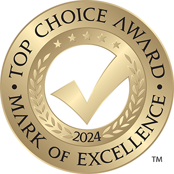 logo for Top Choice Award, awarded to Canadian Immigration Group in 2024 for being voted the top Immigration Law Services in Edmonton